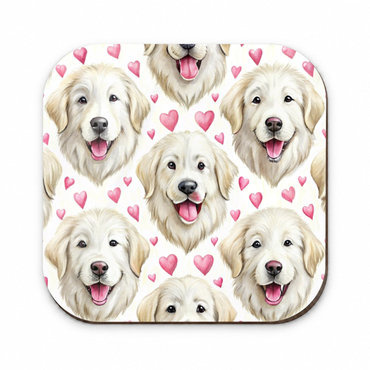 Cute Great Pyrenees Dog Faces Hearts Fridge Magnet