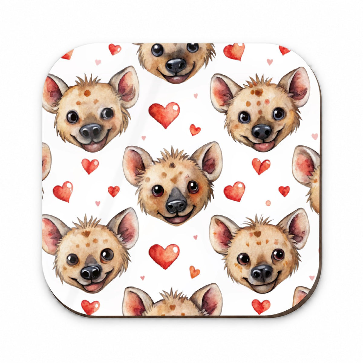 Cute Hyenas Faces Hearts Watercolor Fridge Magnet