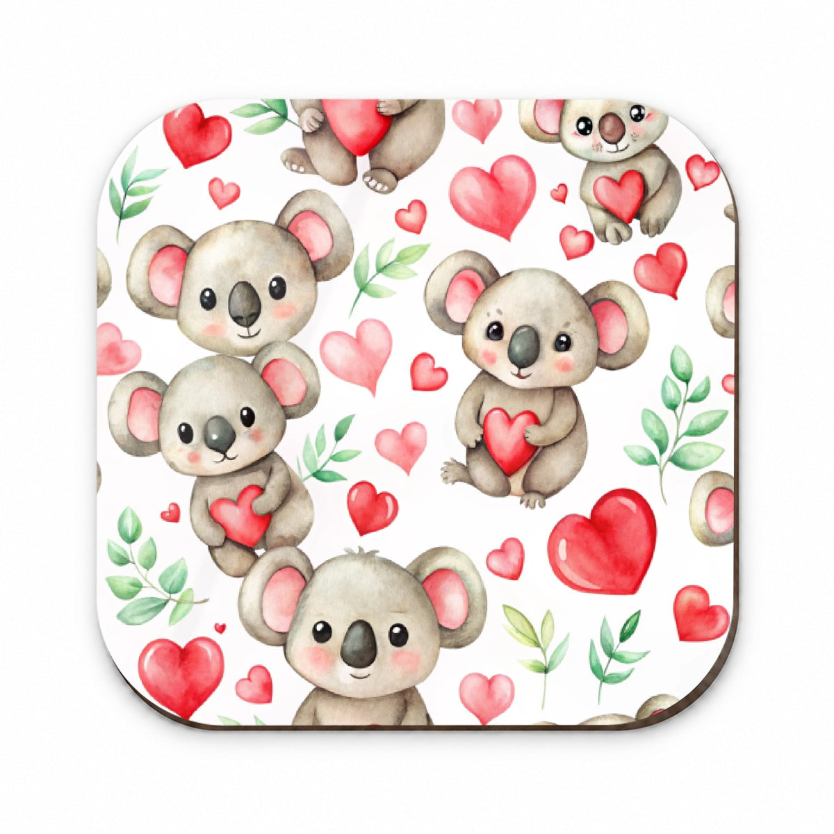 Cute Koala Bears Hearts Watercolor Fridge Magnet