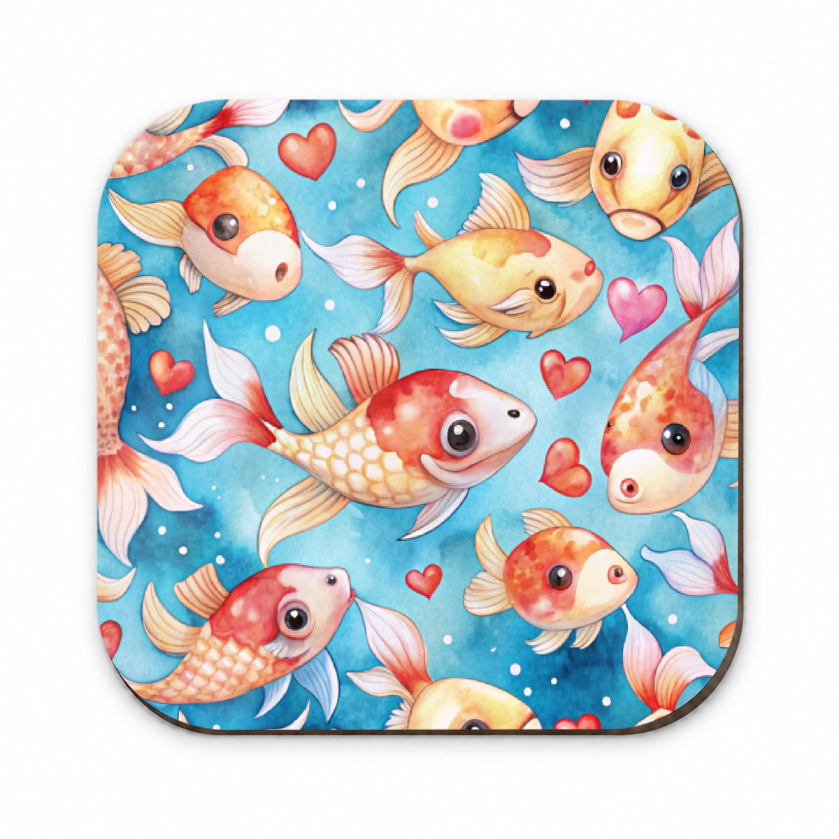 Cute Koi Fishes Hearts Watercolor Fridge Magnet
