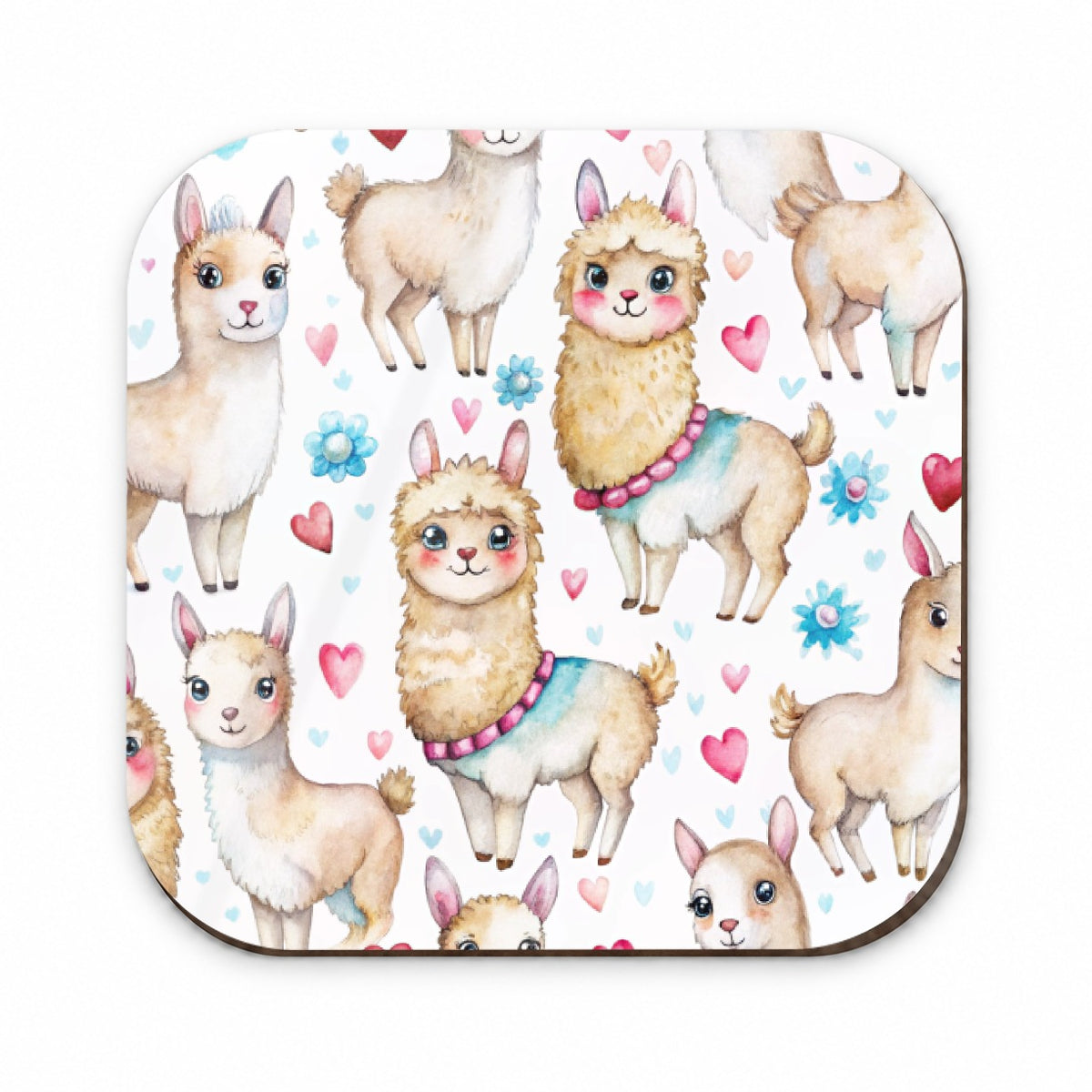 Cute Llamas Hearts Watercolor Fridge Magnet