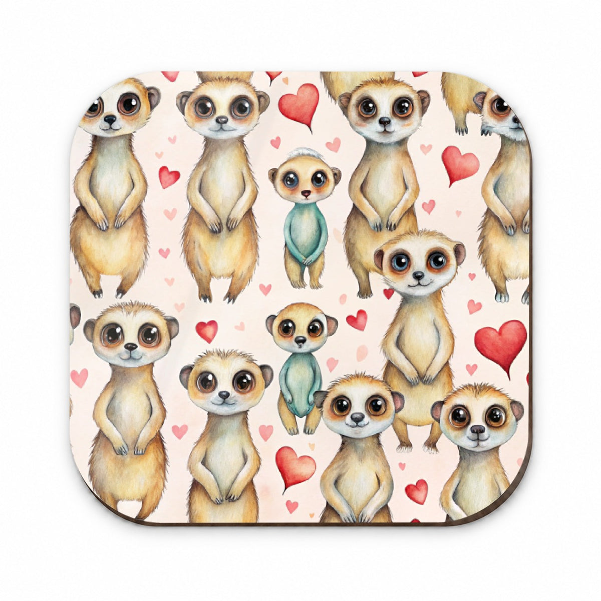 Cute Meerkats Hearts Watercolor Fridge Magnet