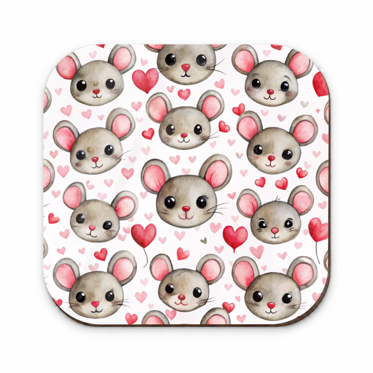 Cute Mouse Faces Hearts Watercolor Fridge Magnet