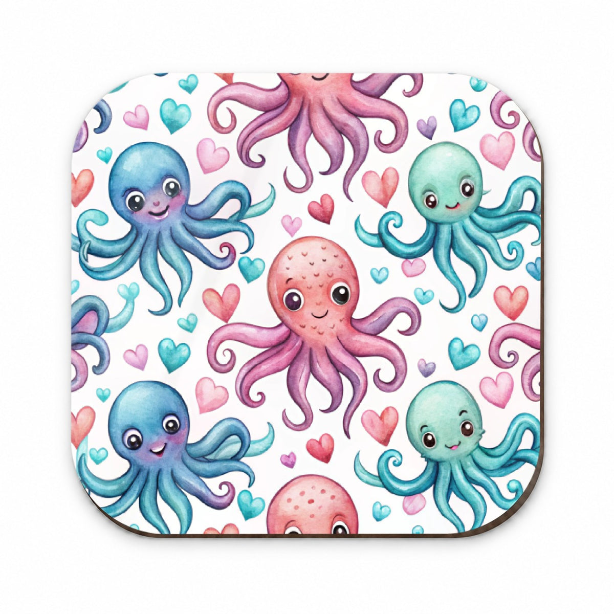 Cute Octopus Hearts Watercolor Fridge Magnet