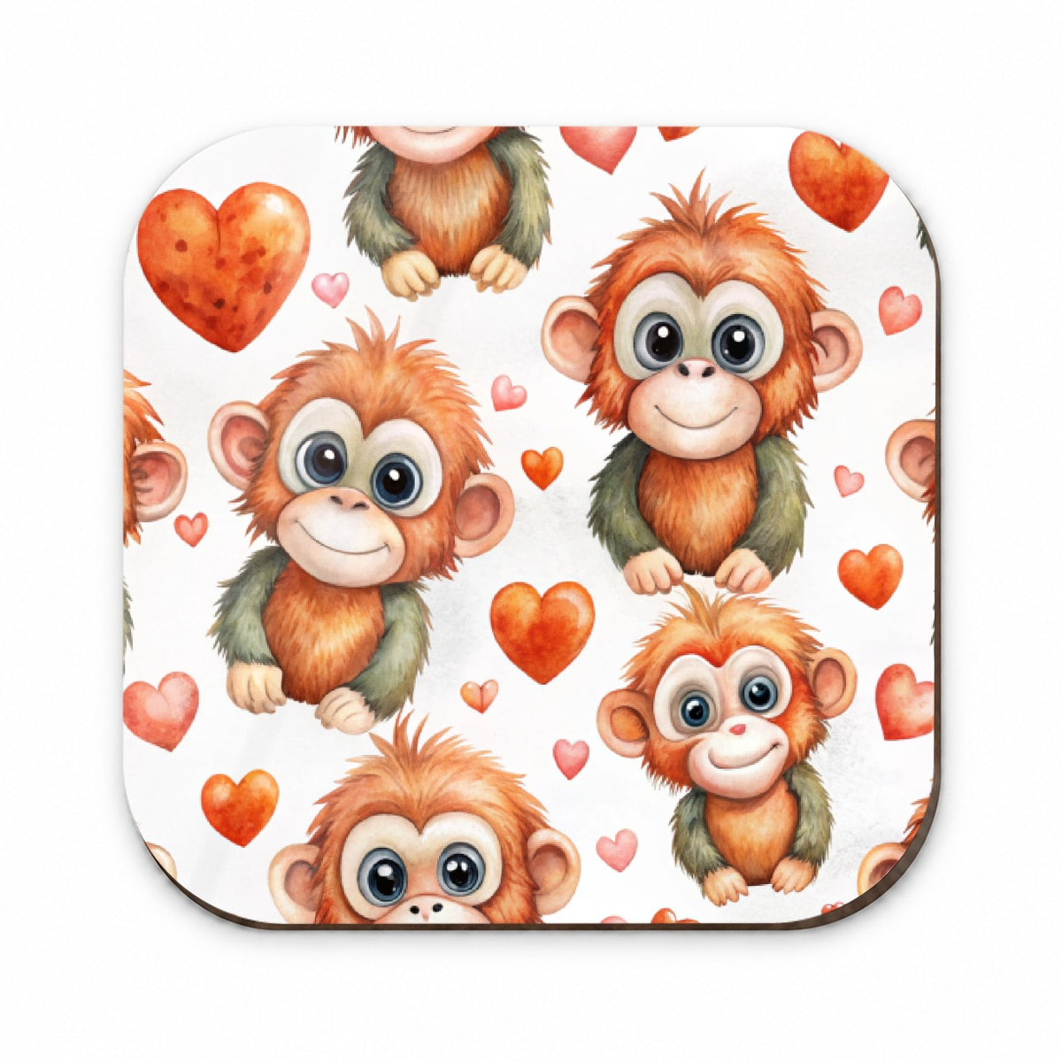 Cute Orangutans Hearts Watercolor Fridge Magnet