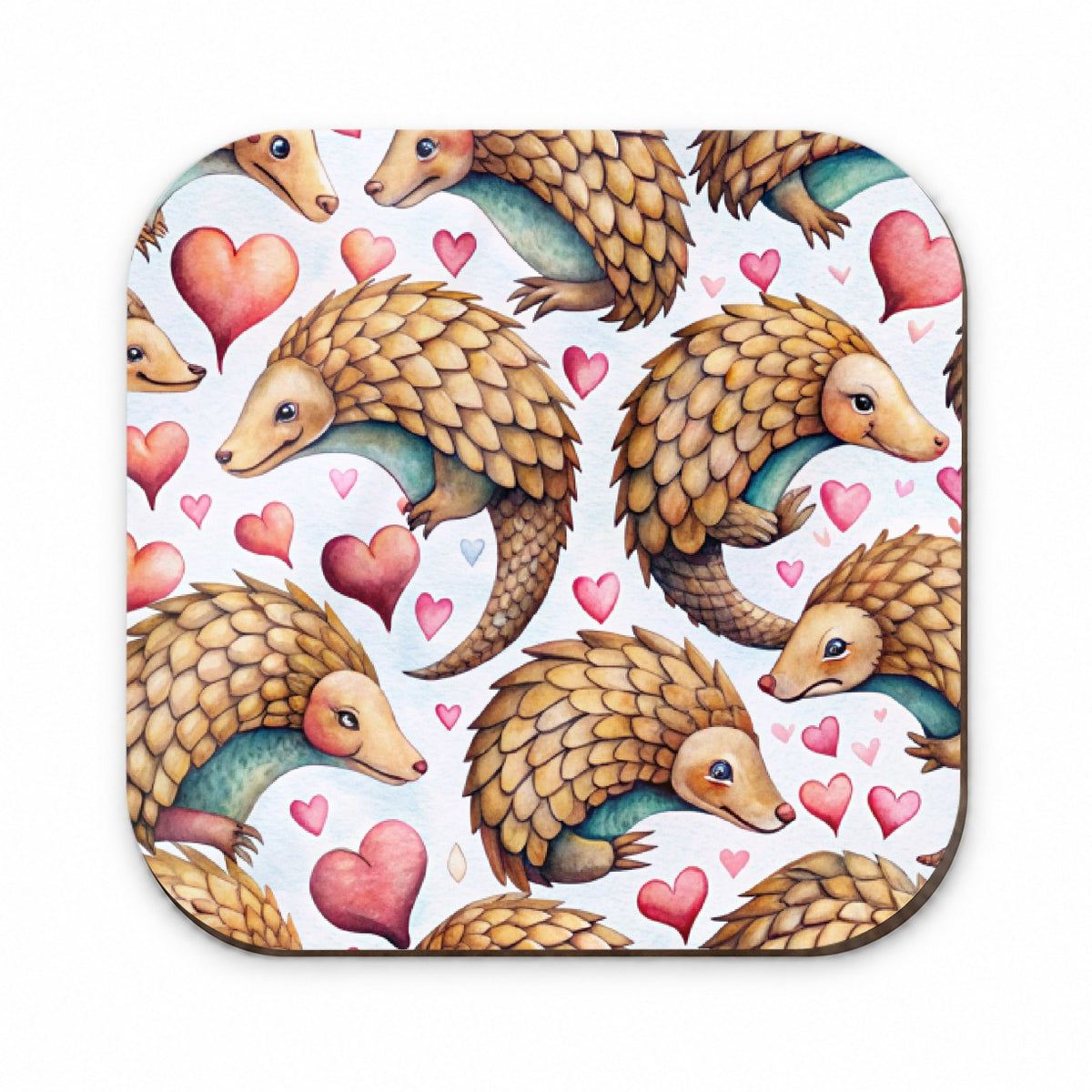 Cute Pangolin Hearts Watercolor Fridge Magnet