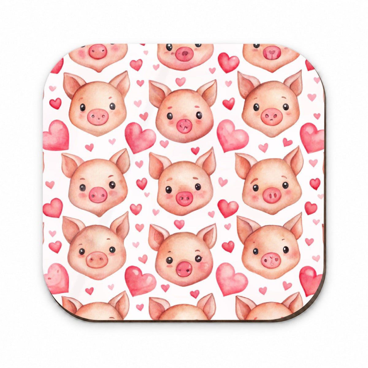 Cute Pig Faces Hearts Watercolor Fridge Magnet