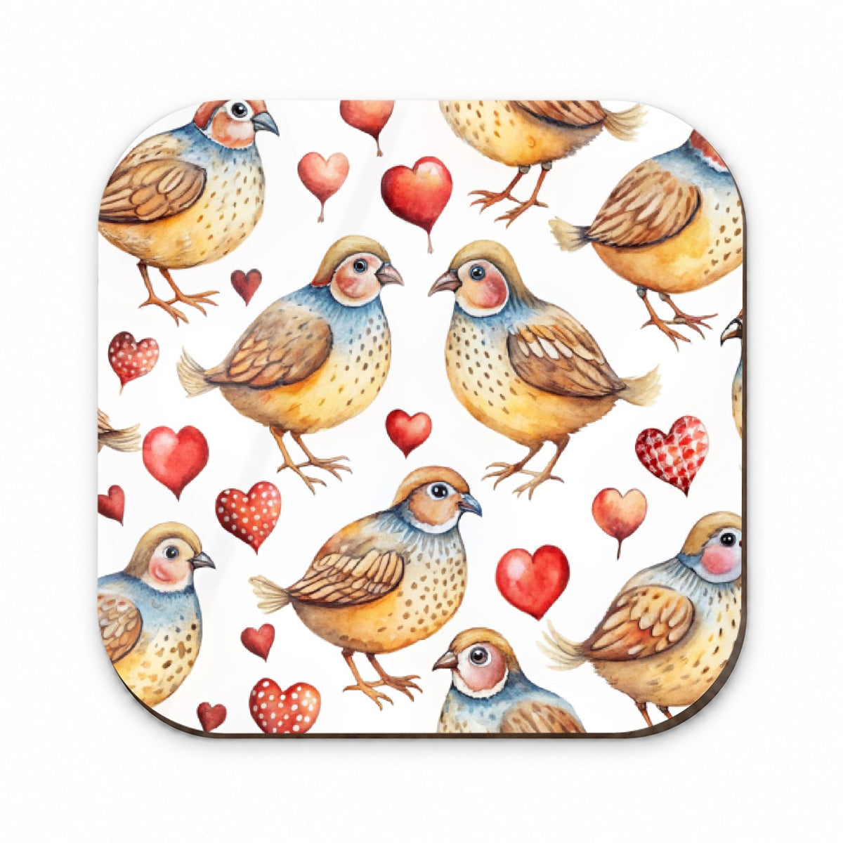 Cute Quails Hearts Watercolor Fridge Magnet