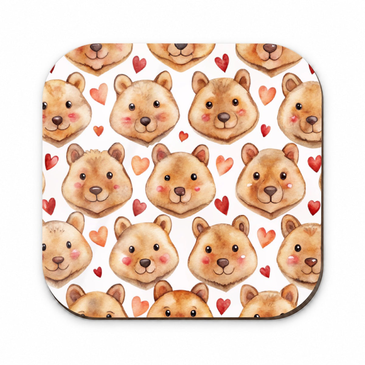Cute Quokka Faces Hearts Watercolor Fridge Magnet