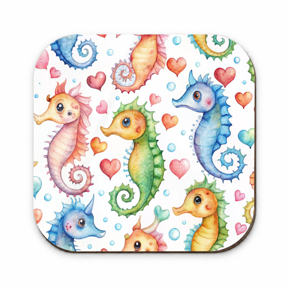 Cute Seahorses Hearts Watercolor Fridge Magnet