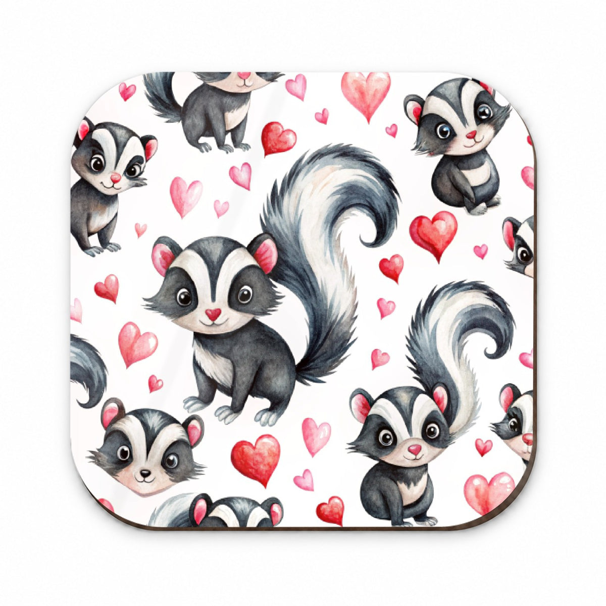 Cute Skunks Hearts Watercolor Fridge Magnet