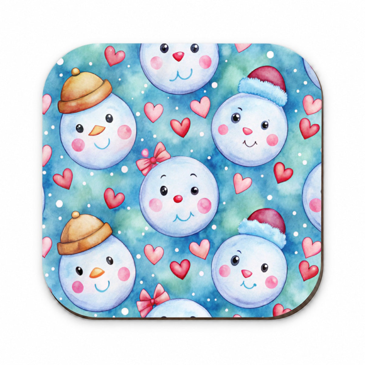 Cute Snowman Faces Hearts Winter Fridge Magnet