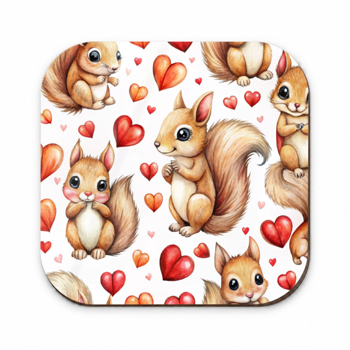 Cute Squirrels Hearts Watercolor Fridge Magnet