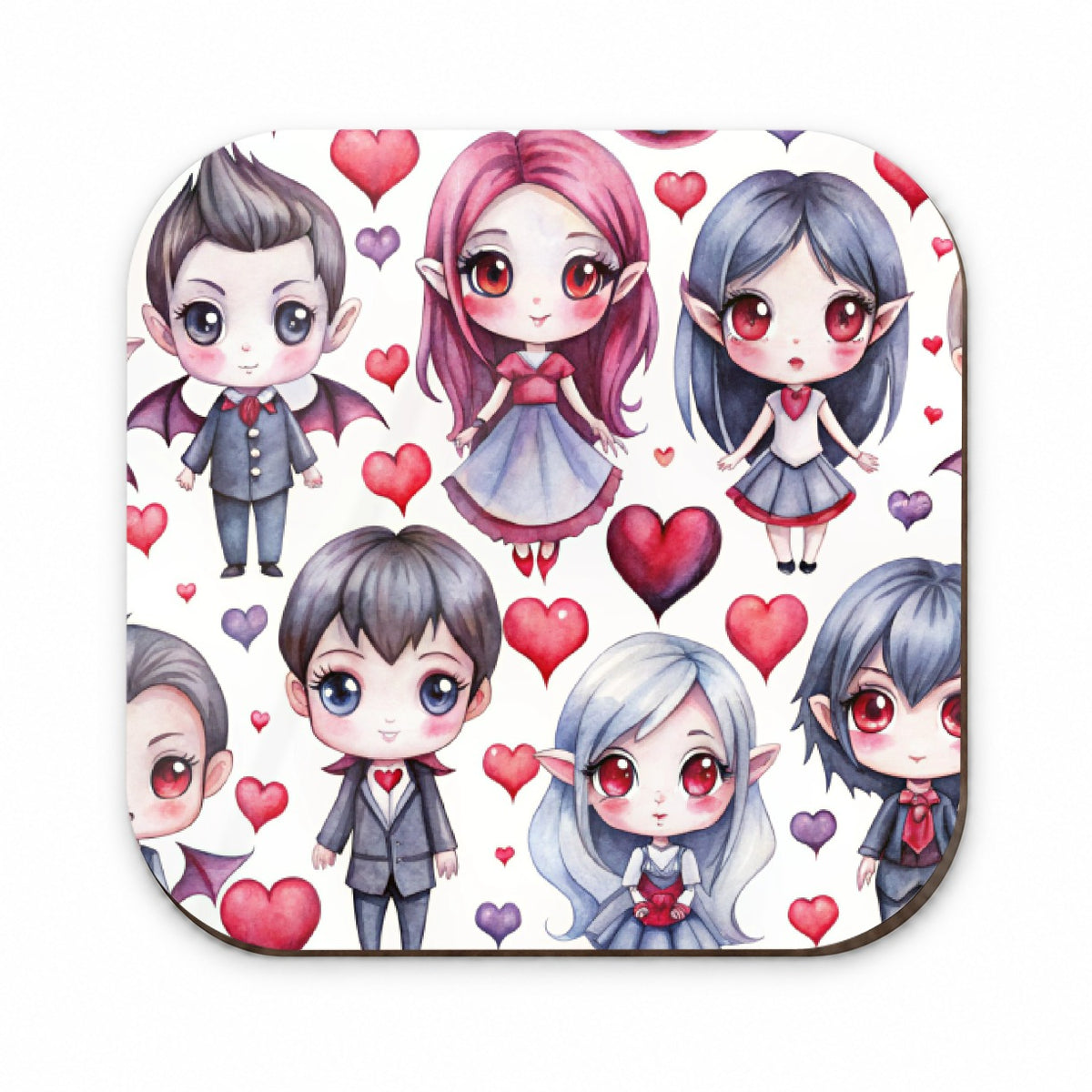 Cute Vampires Hearts Watercolor Fridge Magnet