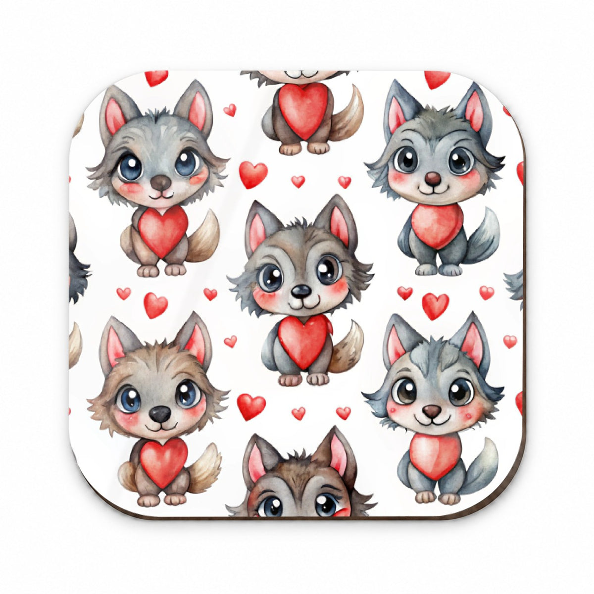 Cute Werewolves Hearts Watercolor Fridge Magnet