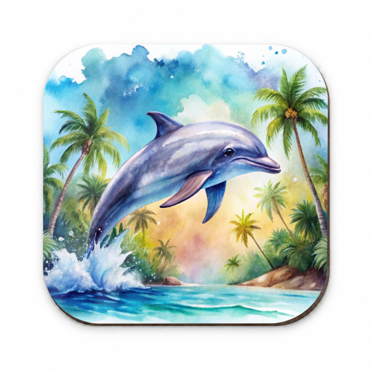 Dolphin Tropical Watercolor Design Fridge Magnet