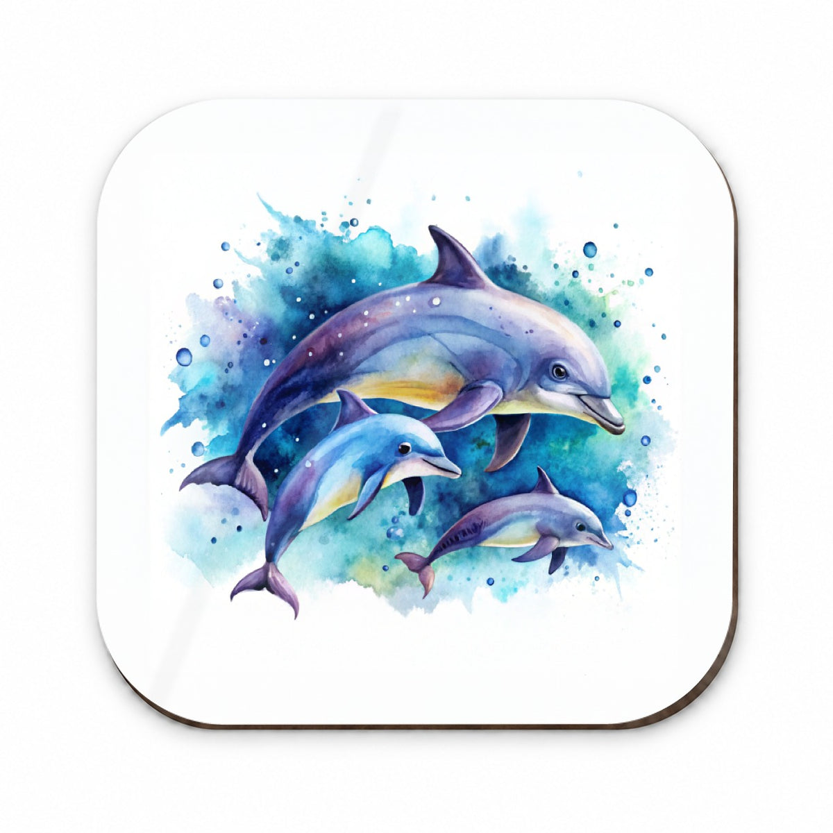 Dolphins Family Watercolor Design Fridge Magnet