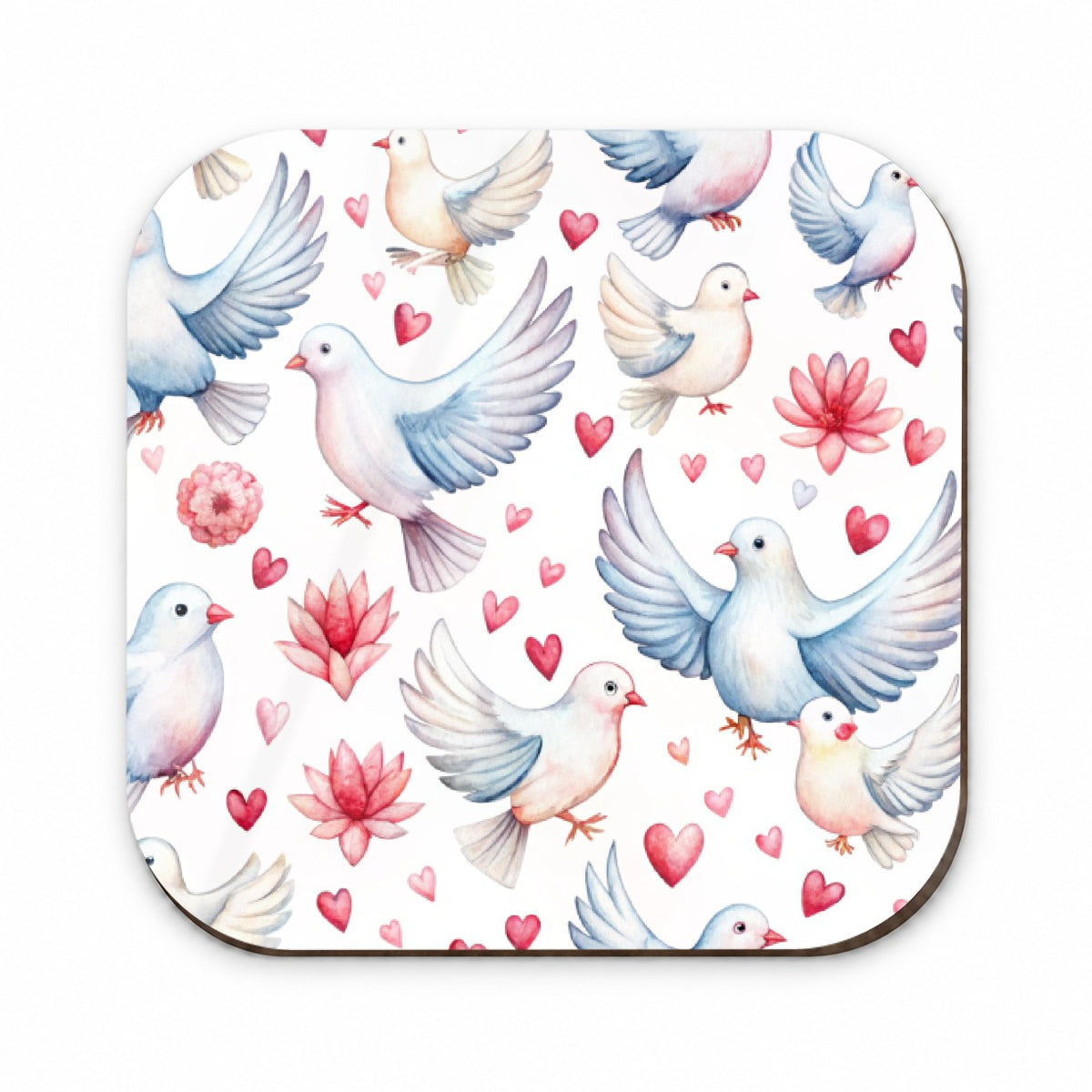 Doves Hearts Watercolor Fridge Magnet