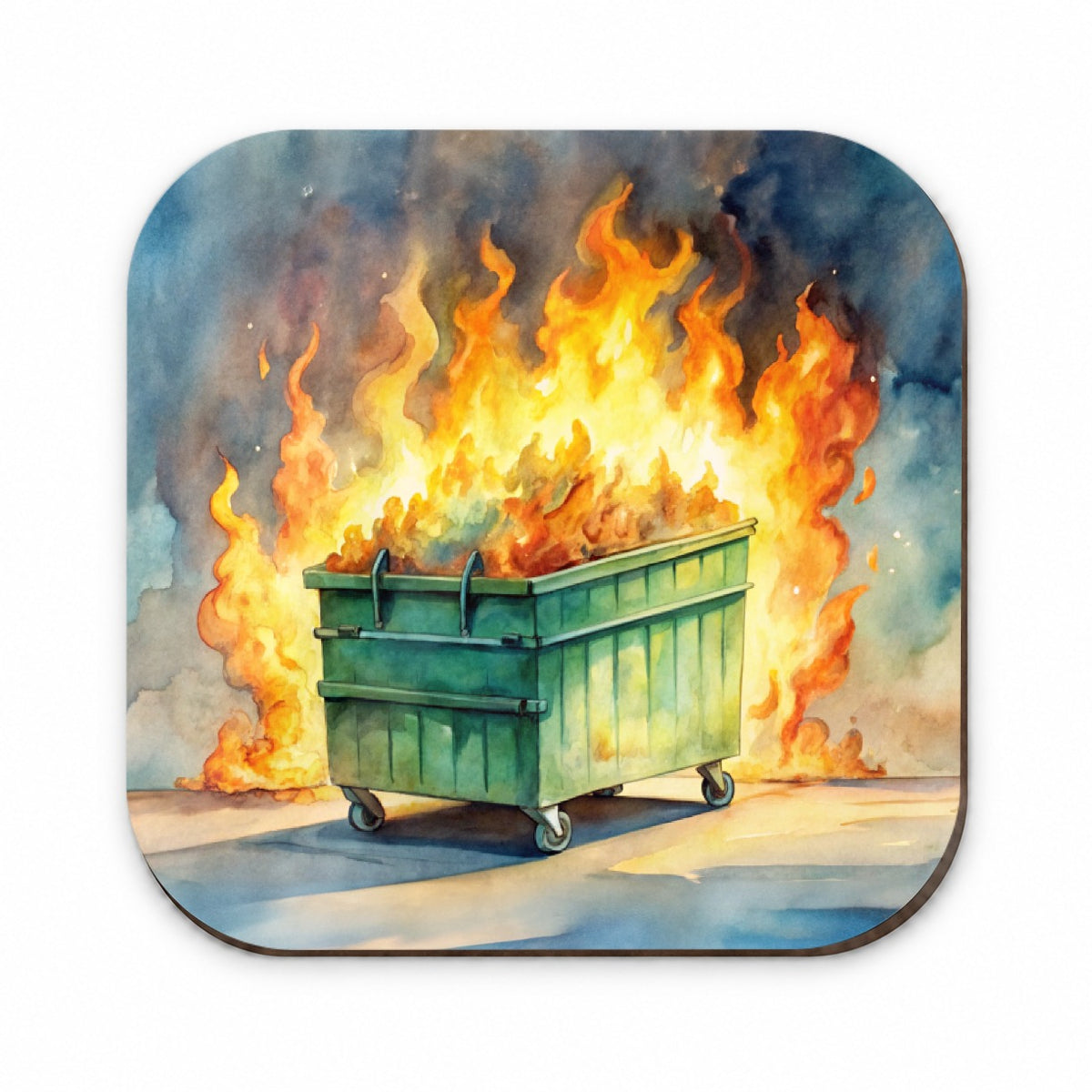 Dumpster Fire Watercolor Trash Fridge Magnet