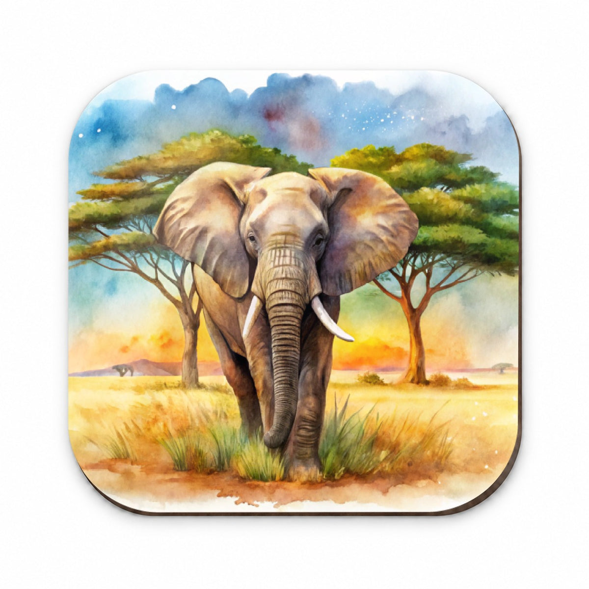 Elephant African Plain Watercolor Design Fridge Magnet