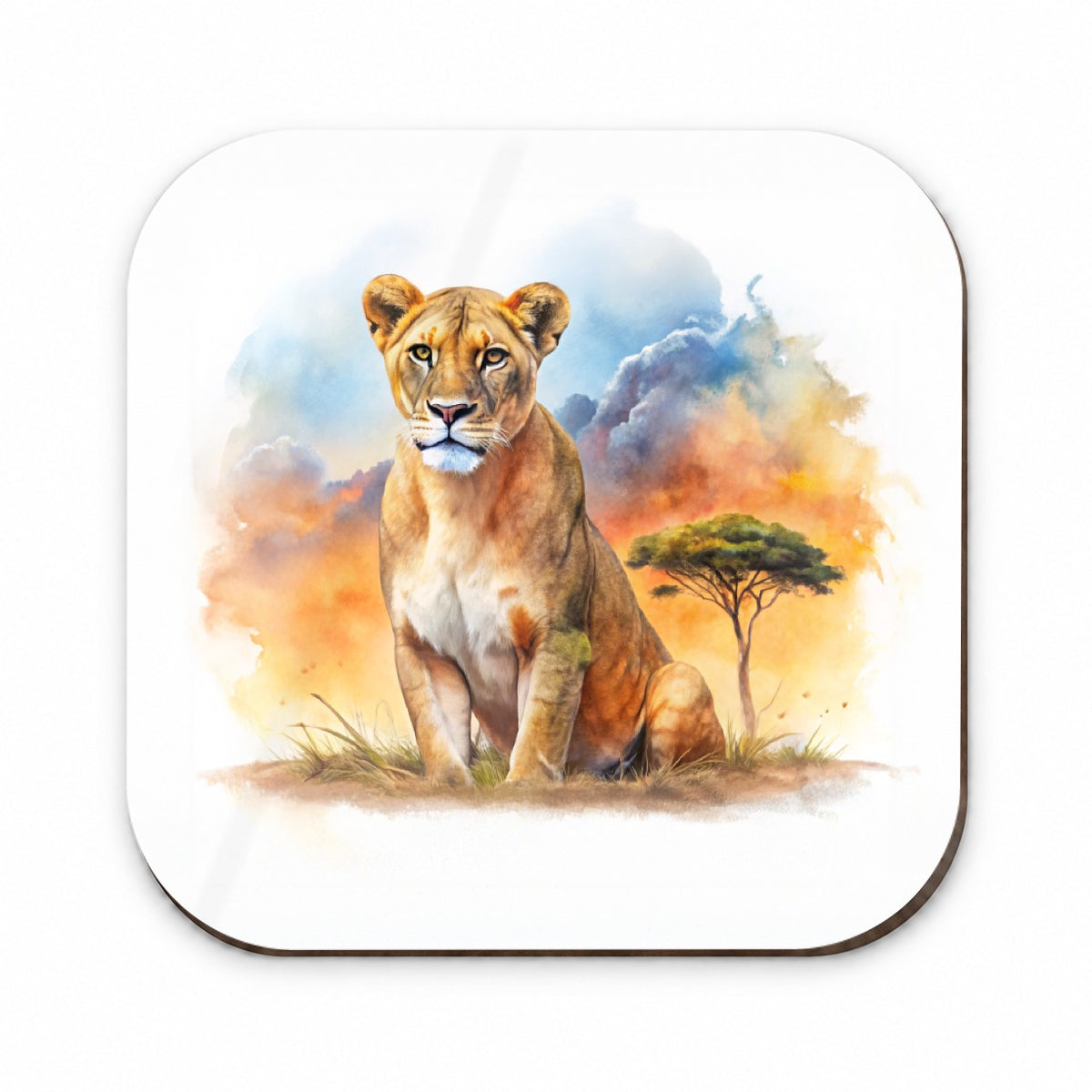 Female Lion African Plain Watercolor Design Fridge Magnet