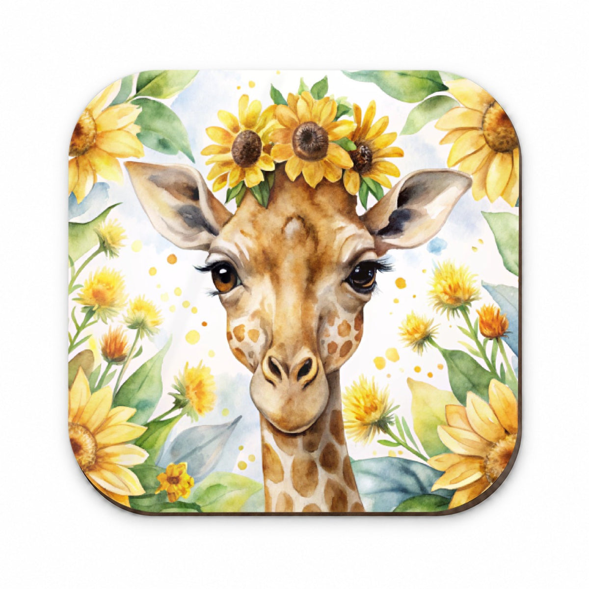 Giraffe Watercolor Design With Sunflowers Fridge Magnet
