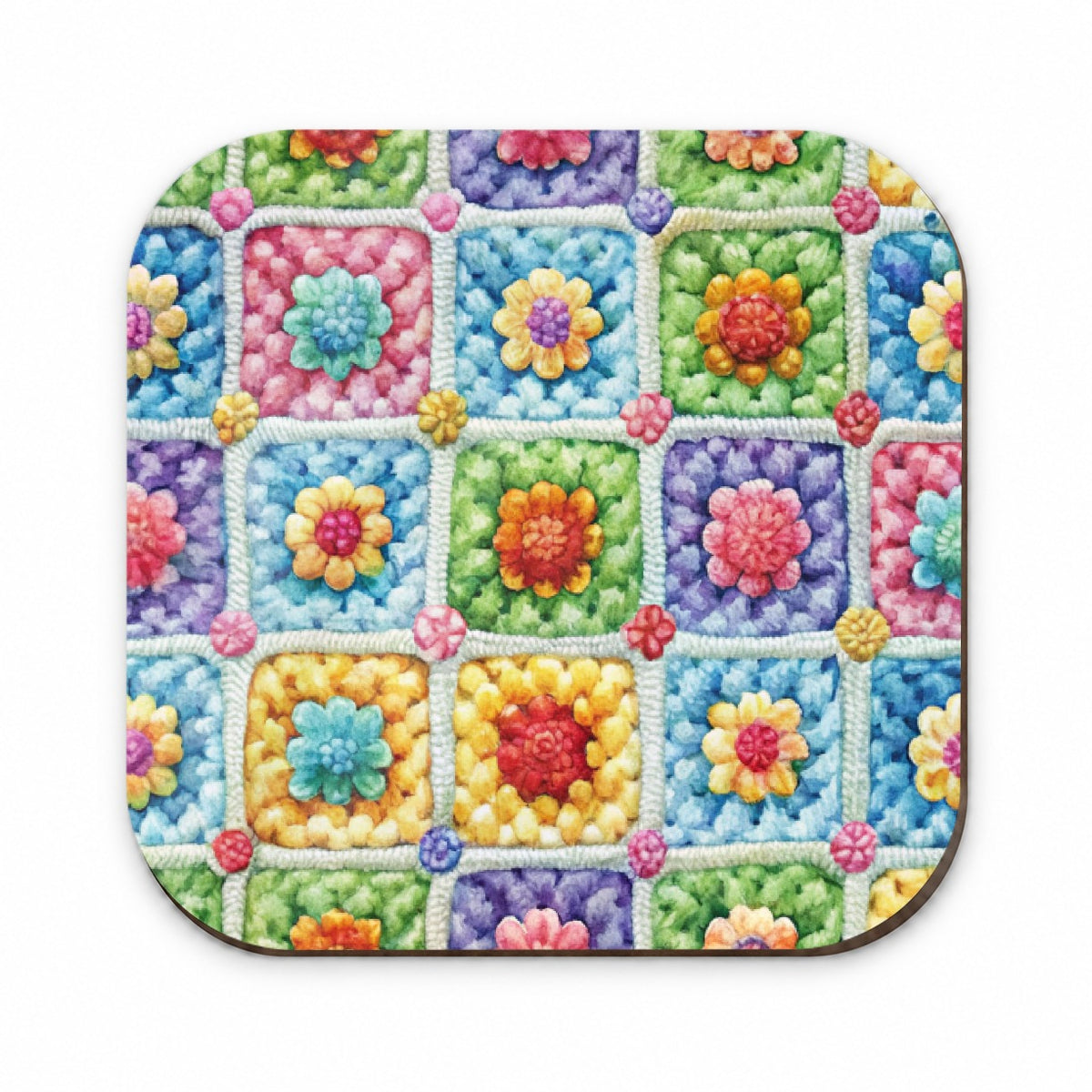 Granny Square Crochet Crocheting Pattern Watercolor Fridge Magnet