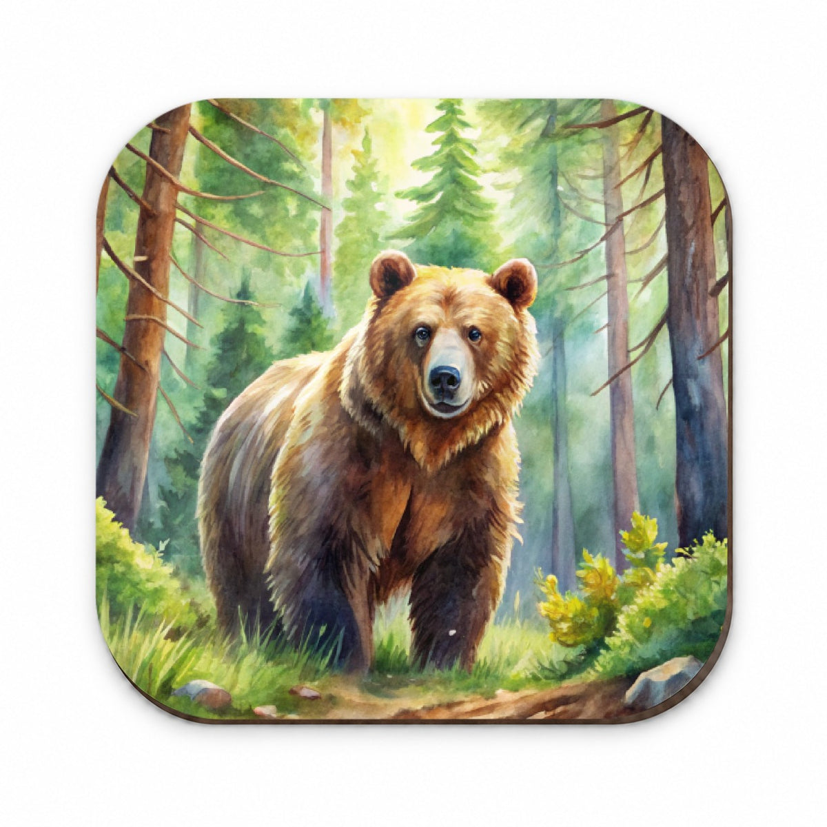 Grizzly Bear In Forest Watercolor Fridge Magnet