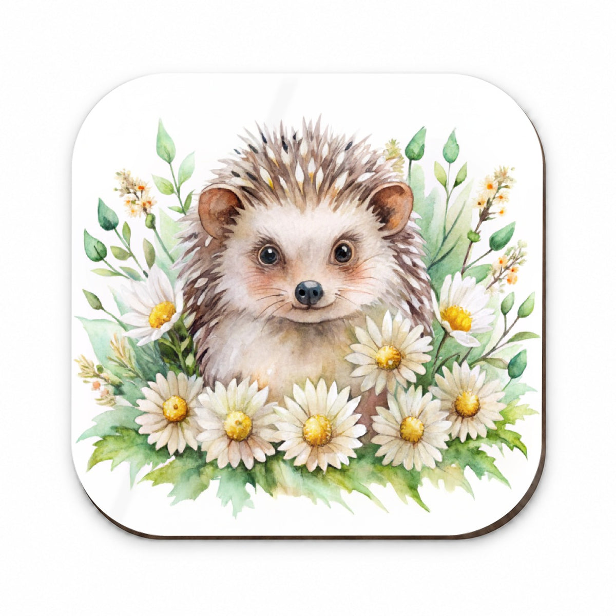 Hedgehog Watercolor Design With Daisies Fridge Magnet