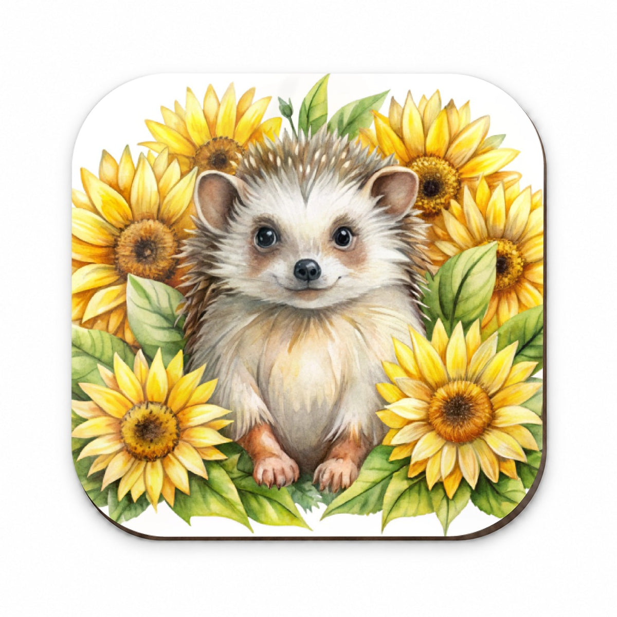Hedgehog Watercolor Design With Sunflowers Fridge Magnet