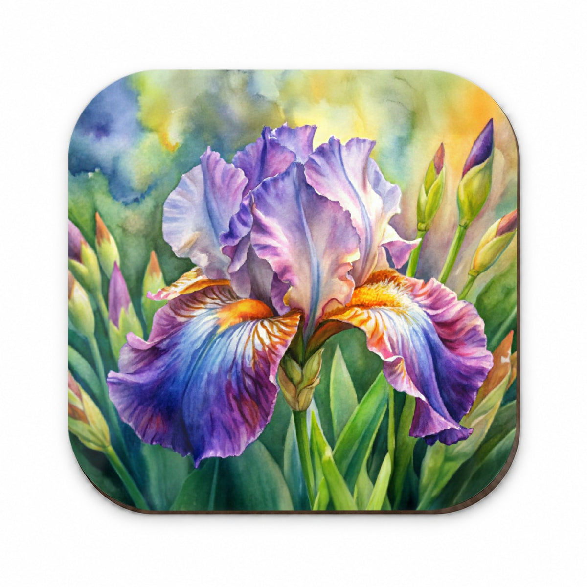 Iris Purple Flowers Watercolor Fridge Magnet