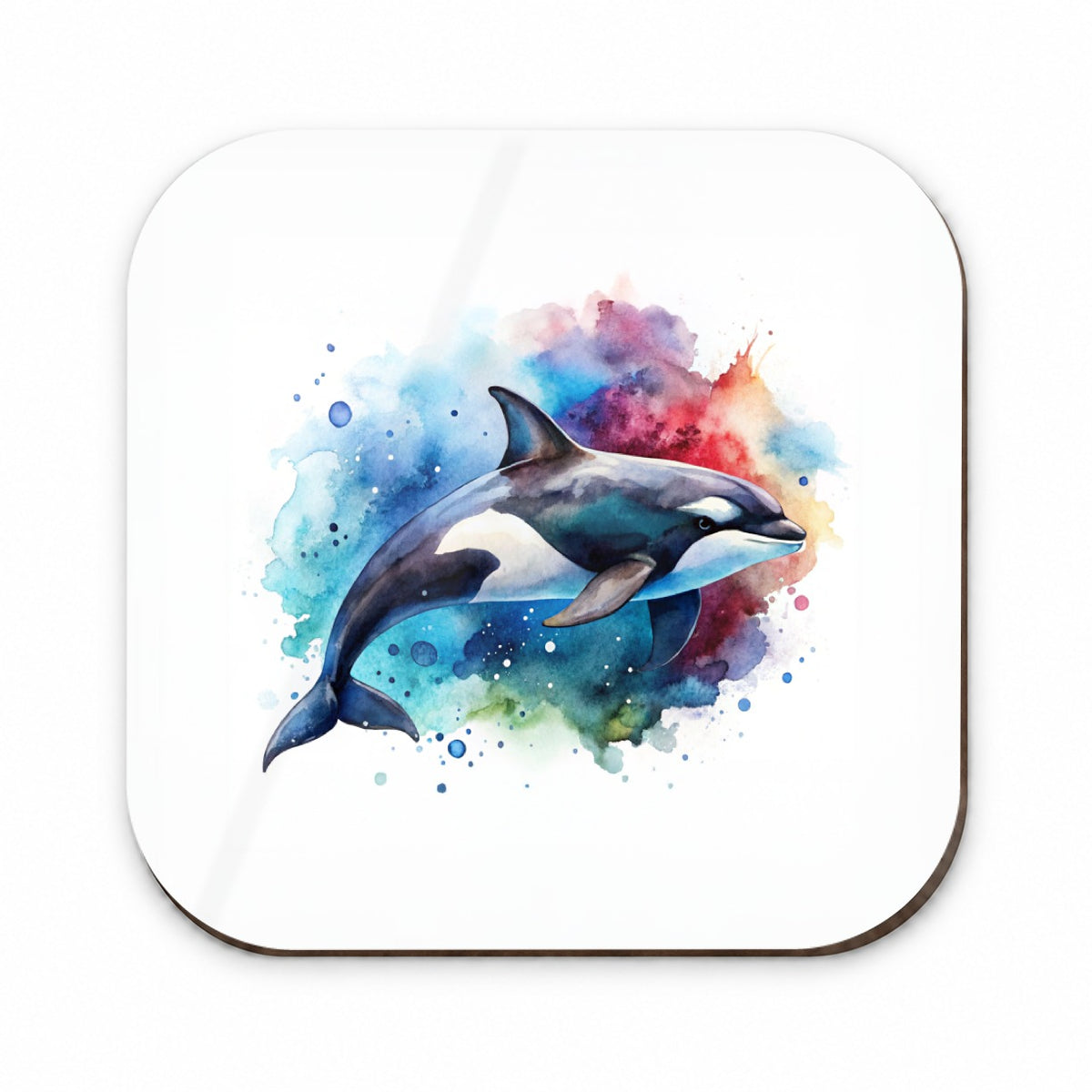 Orca Whale Colorful Watercolor Design Fridge Magnet