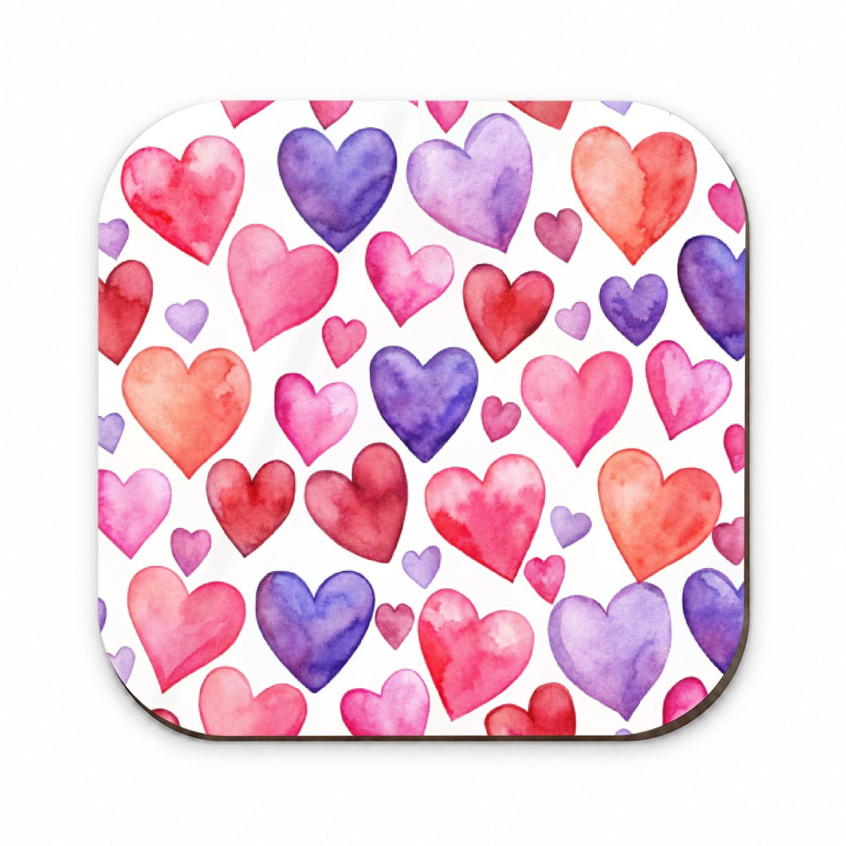 Pink Red Purple Hearts Watercolor Fridge Magnet