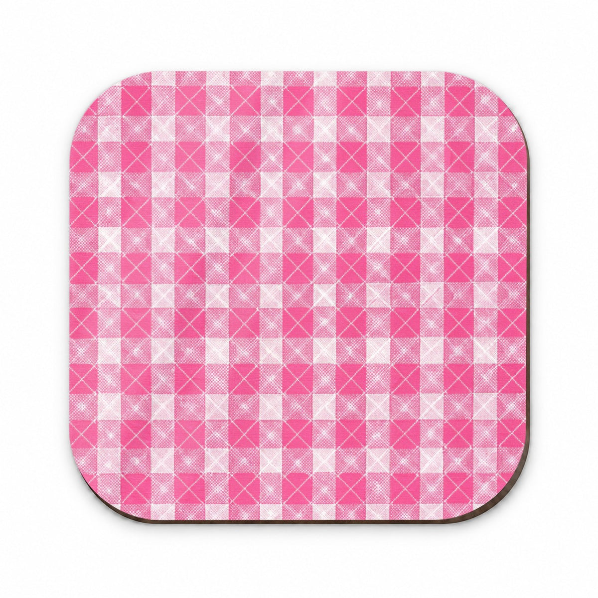 Pink White Gingham Watercolor Fridge Magnet