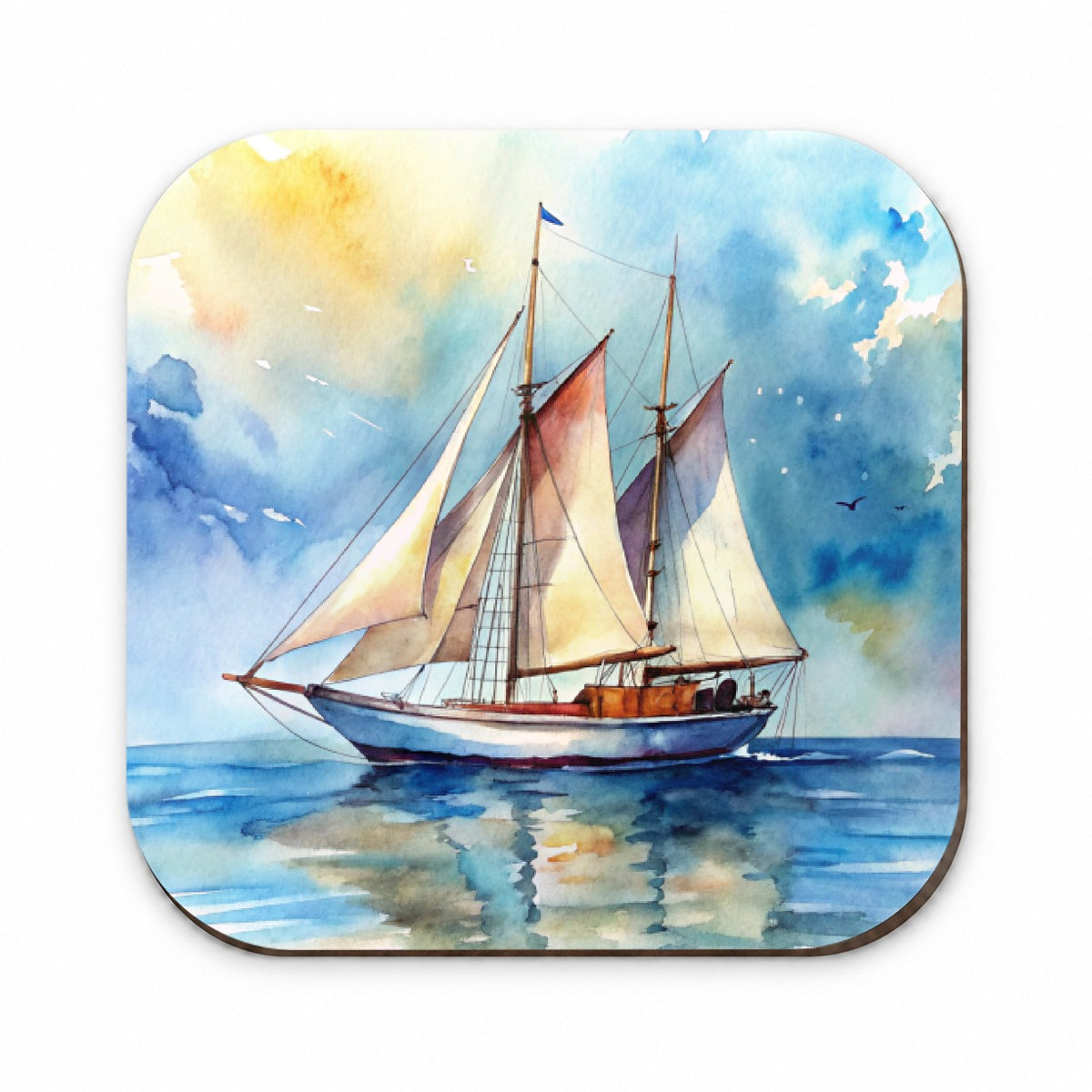Sailboat At Sea Watercolor Design Fridge Magnet