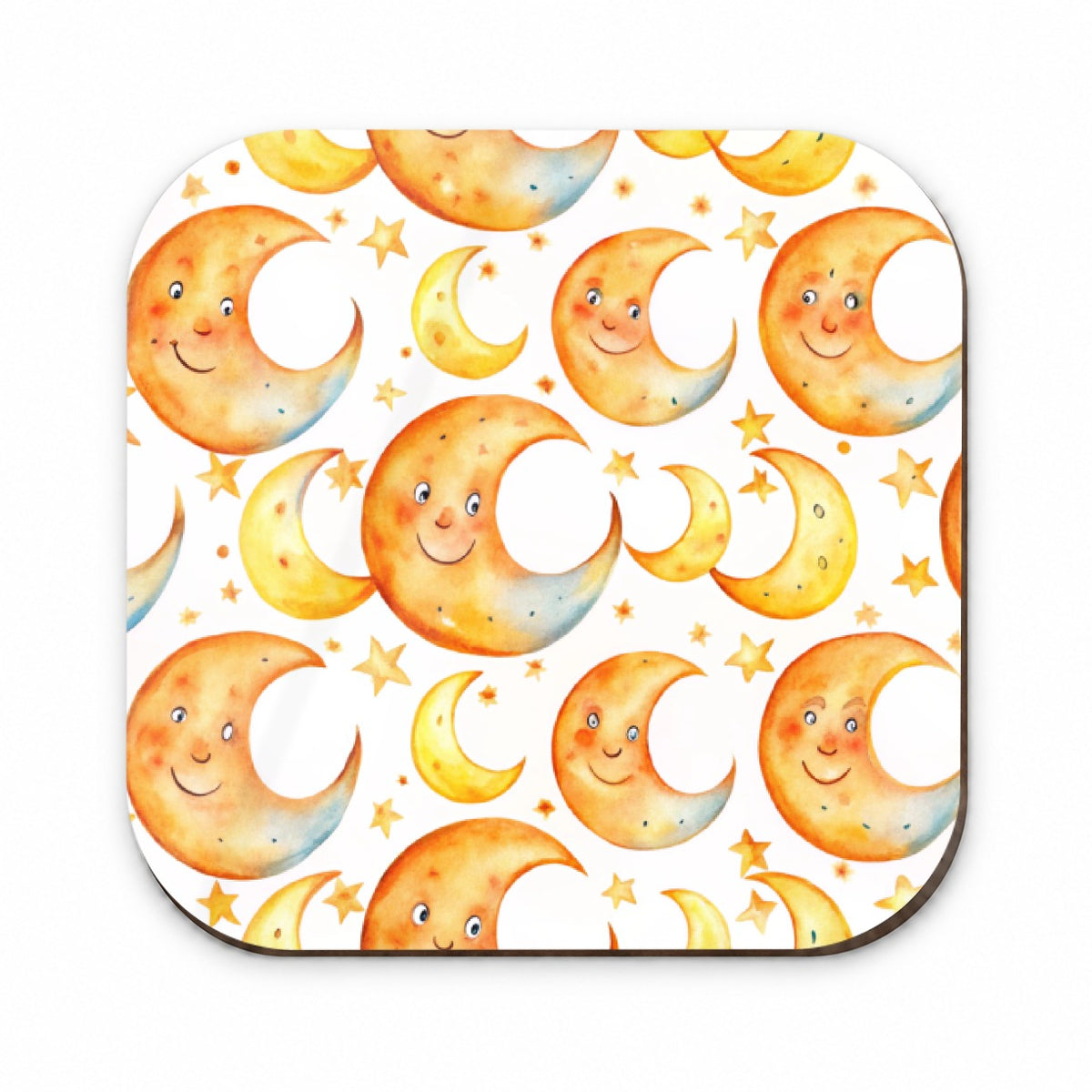 Smiling Crescent Moons Watercolor Fridge Magnet