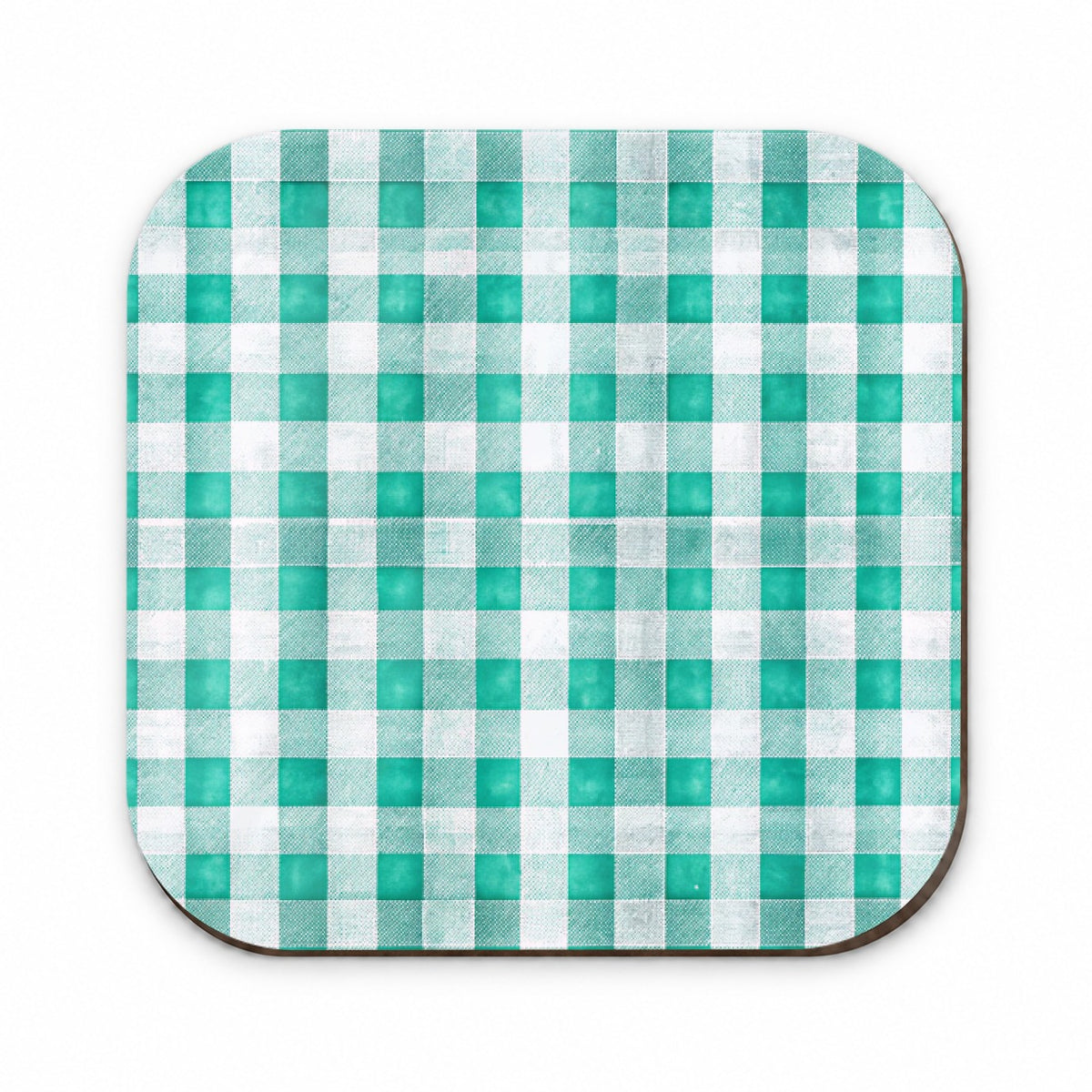 Teal White Gingham Watercolor Fridge Magnet