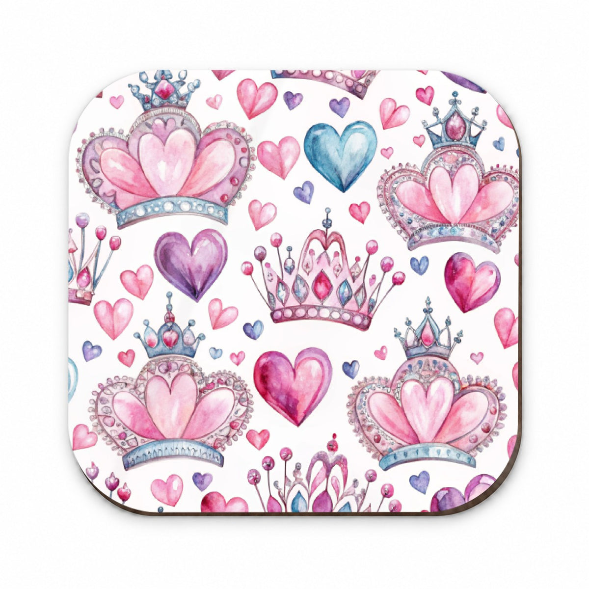 Tiaras Crowns Royalty Hearts Watercolor Fridge Magnet