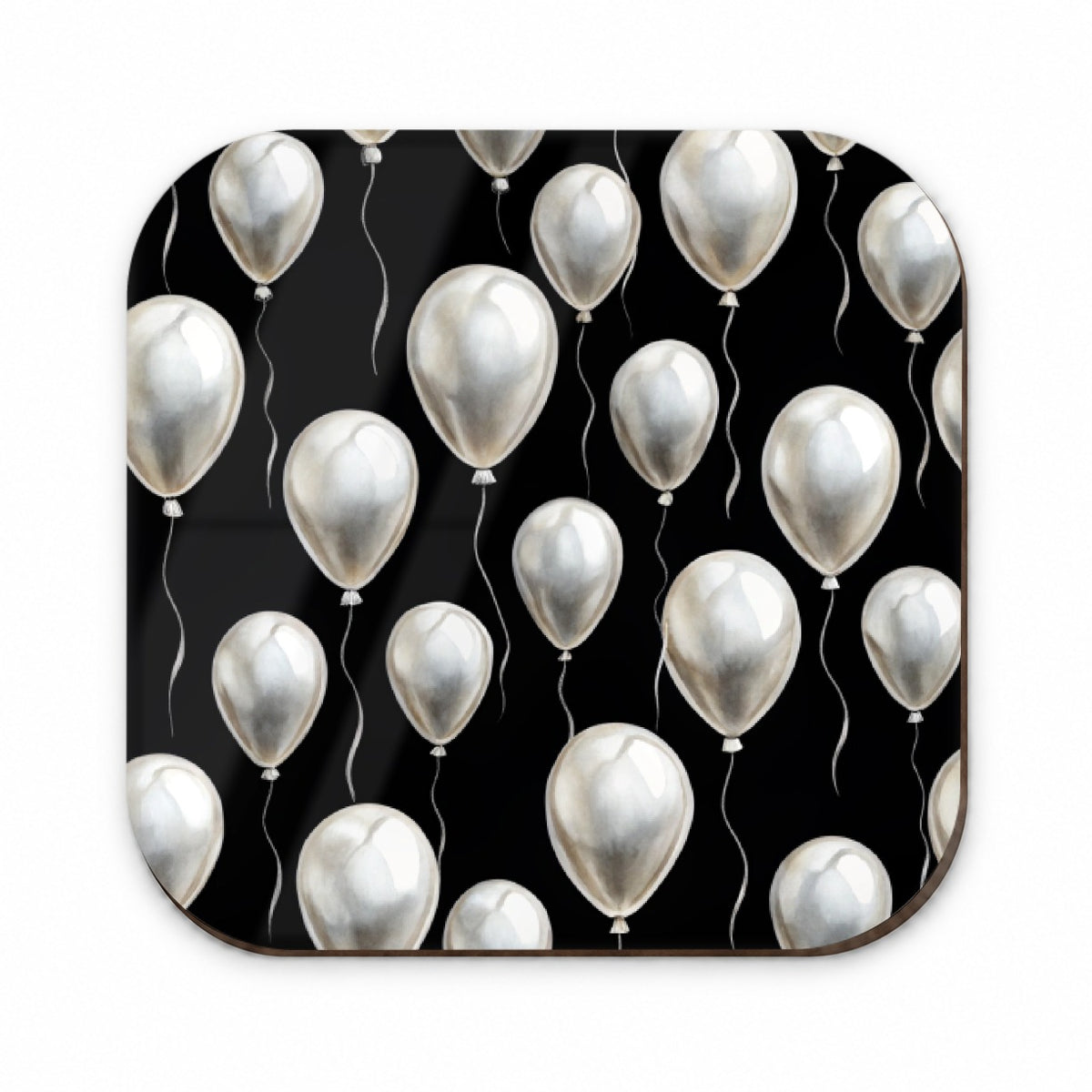 White Balloons Black Background Birthday Fridge Magnet
