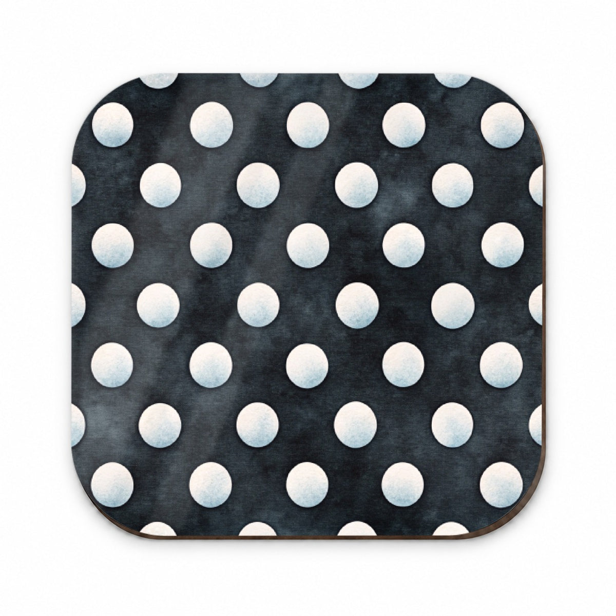 White Polka Dots Black Background Fridge Magnet