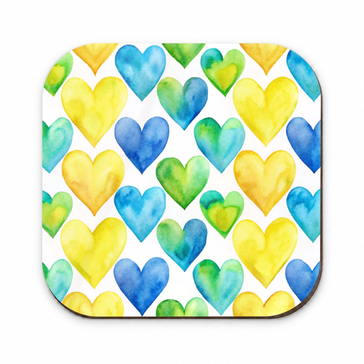 Yellow Blue Green Hearts Watercolor Fridge Magnet