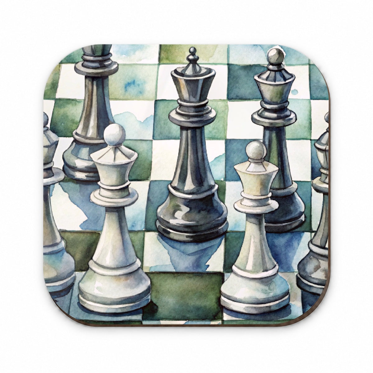 Black White Chess Pieces Watercolor Fridge Magnet