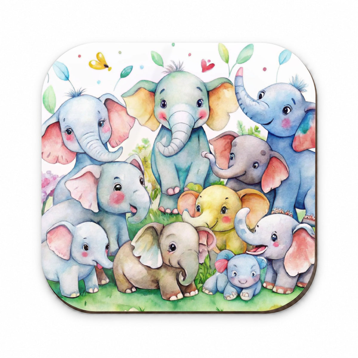 Bunch Of Cute Elephants Watercolor Fridge Magnet