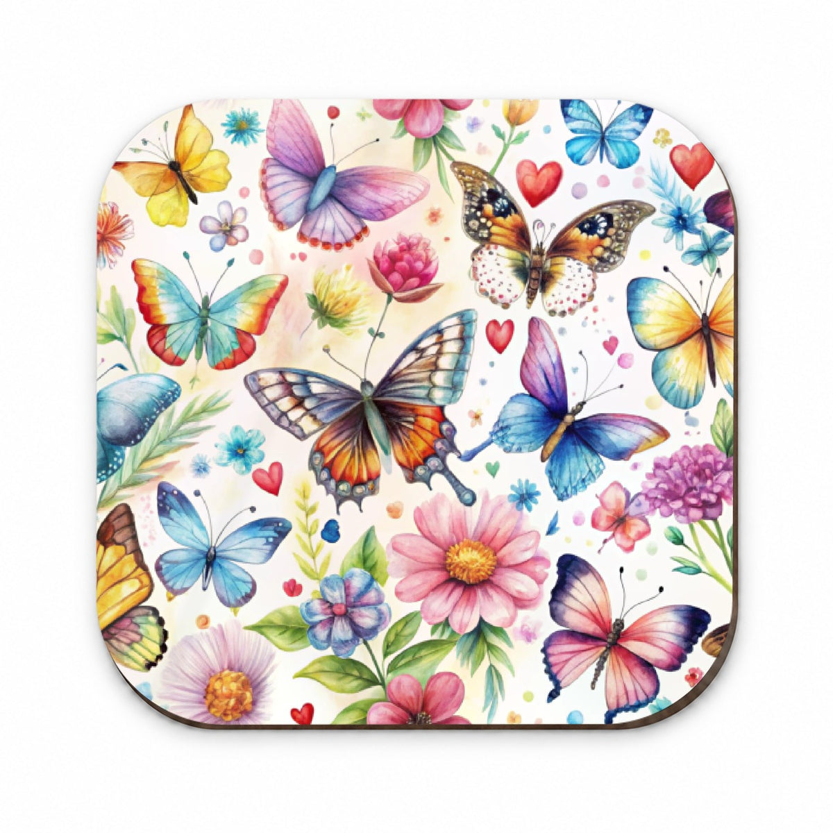 Butterflies Hearts Flowers Beautiful Watercolor Fridge Magnet