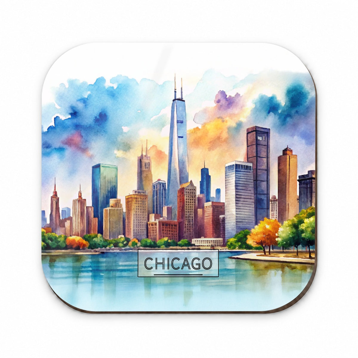 Chicago Illinois Travel City Watercolor Fridge Magnet