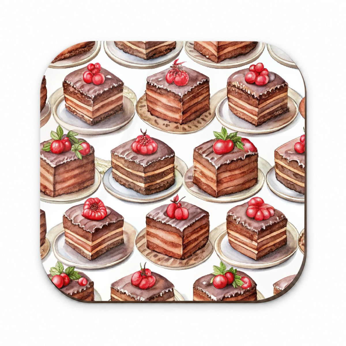 Chocolate Cake On Plates Fridge Magnet