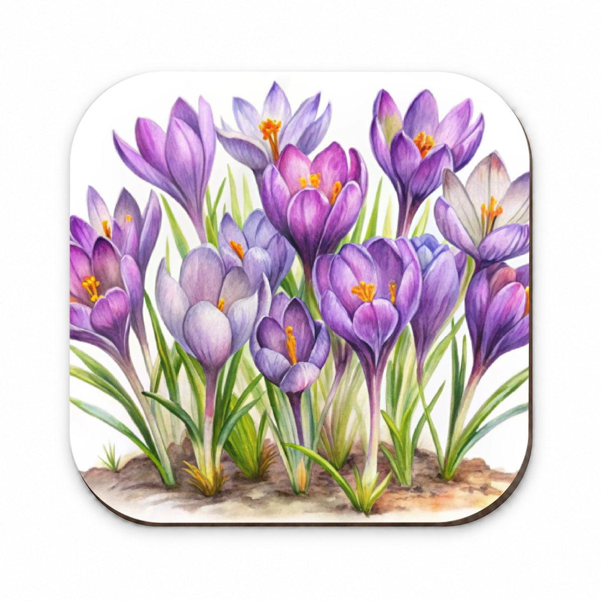 Crocus Purple Flowers Watercolor Fridge Magnet