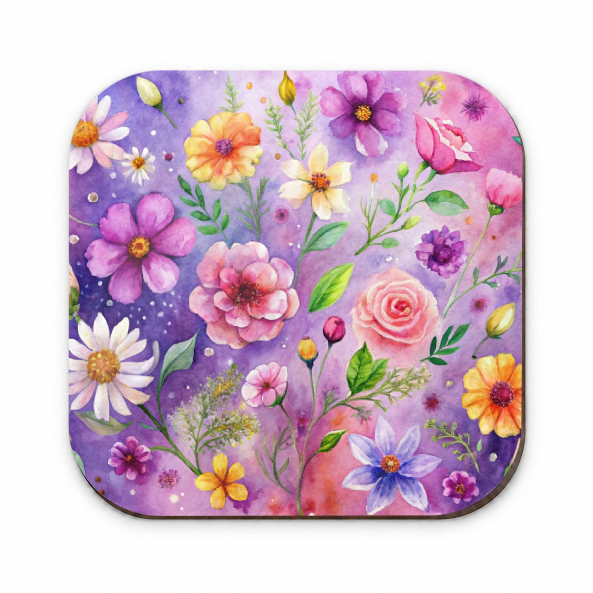 Flowers Purple Background Watercolor Fridge Magnet