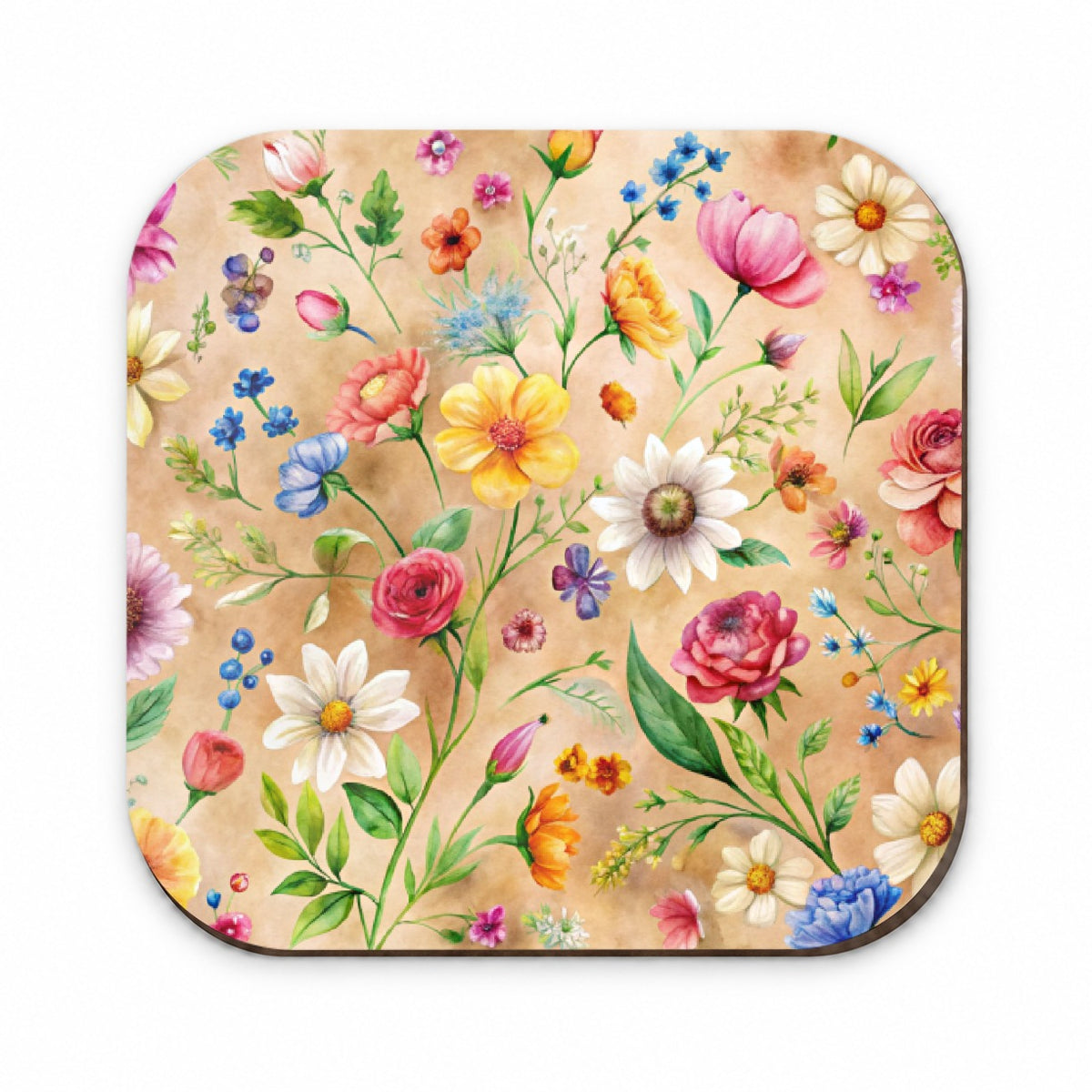 Flowers Tan Background Watercolor Fridge Magnet