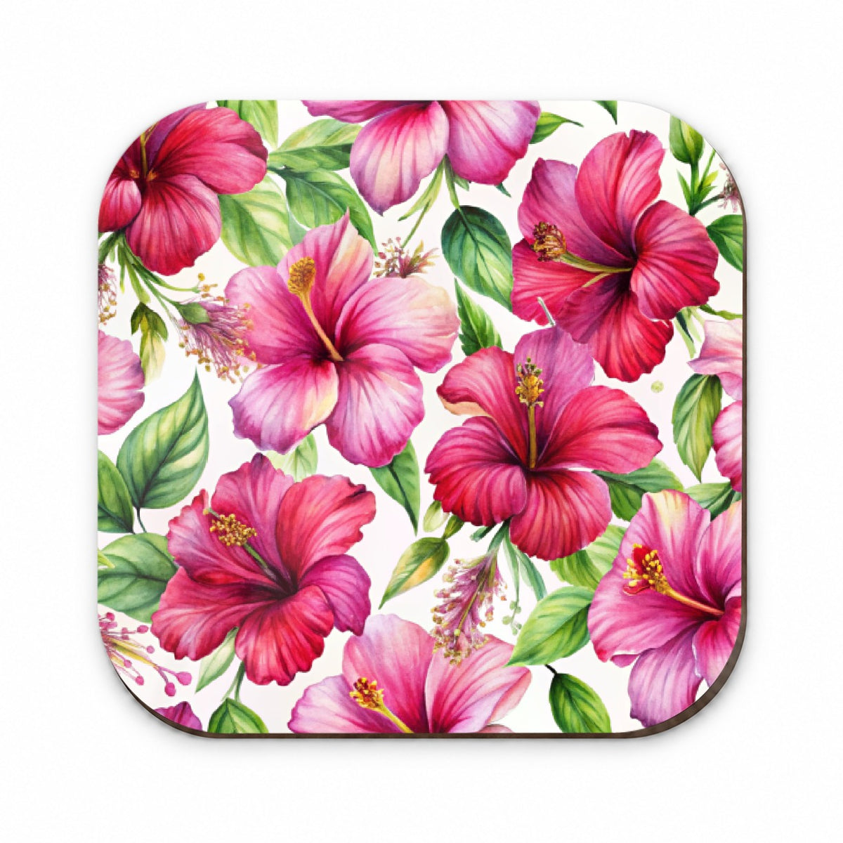 Fuchsia Hibiscus Flowers Watercolor Fridge Magnet
